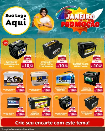 Modelo de Rede Social para Feed Instagram com o tema Janeiro de Promoção para Baterias Elétricas