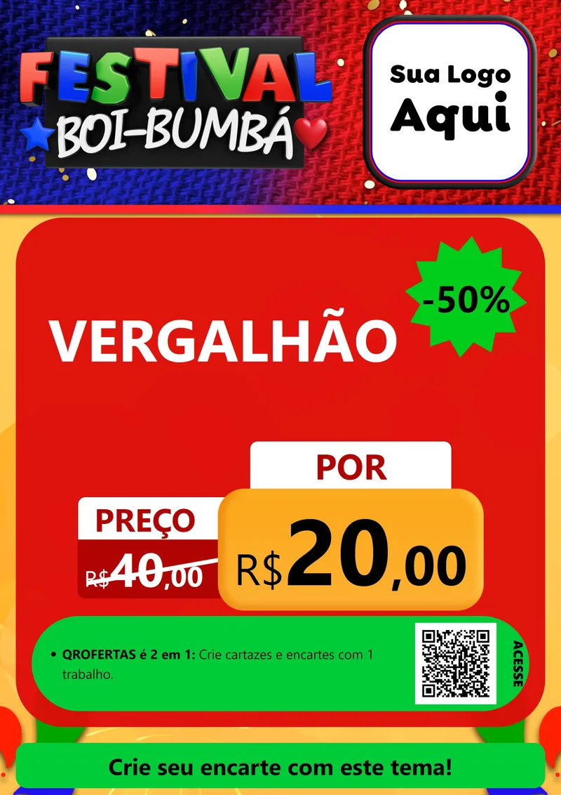 Modelo de Cartaz para Cartaz A4 Vertical com o tema Festival Boi-Bumbá para Ferragens