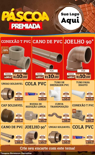 Modelo de Encarte para Encarte Grande com o tema Páscoa Premiada para Tubos e conexões