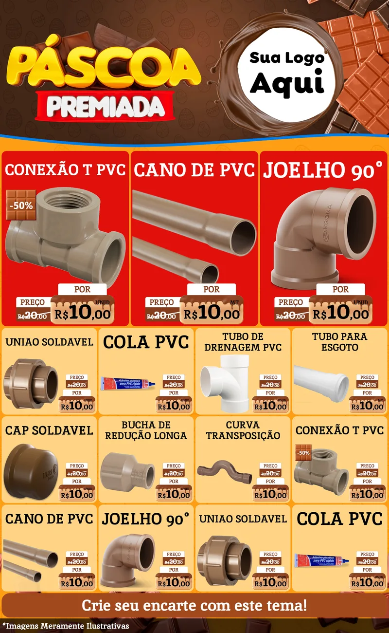 Modelo de Encarte para Encarte Grande com o tema Páscoa Premiada para Tubos e conexões