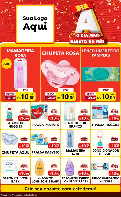 Modelo de Encarte para Encarte Grande com o tema Dia A o Dia Mais Barato do Mês para Bebês