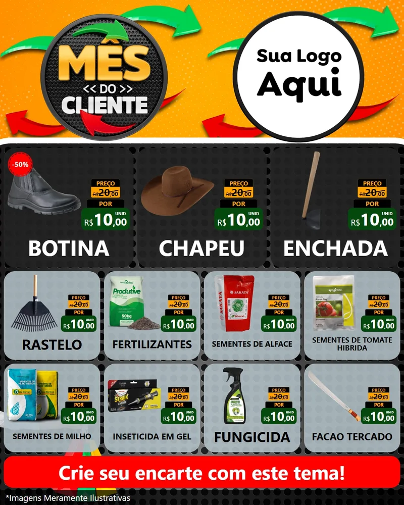 Modelo de Rede Social para Feed Instagram com o tema Mês do Cliente para Agropecuária