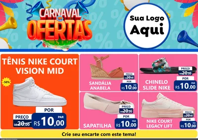 Modelo de Encarte para Encarte A4 Horizontal com o tema Carnaval de Ofertas para Calçados