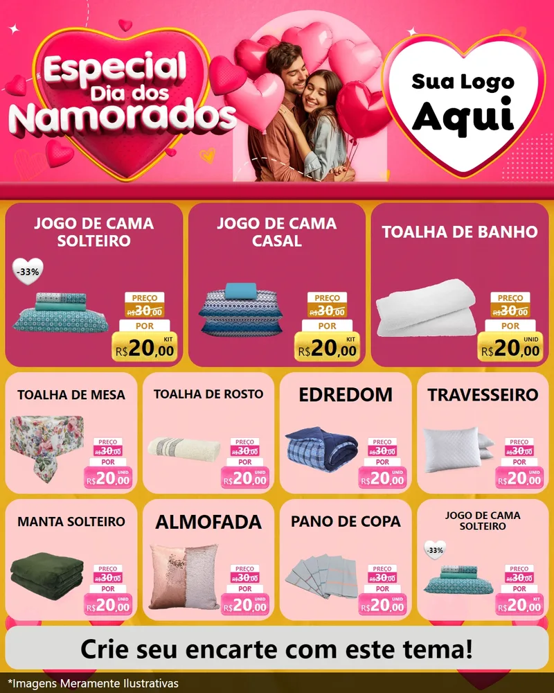Modelo de Rede Social para Feed Instagram com o tema Especial Dia dos Namorados para Cama, Mesa e Banho