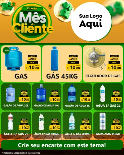 Modelo de Rede Social para Feed Instagram com o tema Especial Mês do Cliente para Água e gás