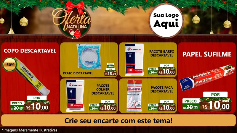 Modelo de TV para TV Horizontal com o tema Ofertas Natalina para Embalagens