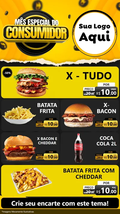 Modelo de TV para TV Vertical com o tema Mês Especial do Consumidor para Hamburgueria