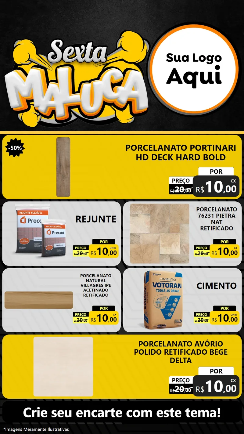 Modelo de TV para TV Vertical com o tema Sexta Maluca para Pisos e revestimentos