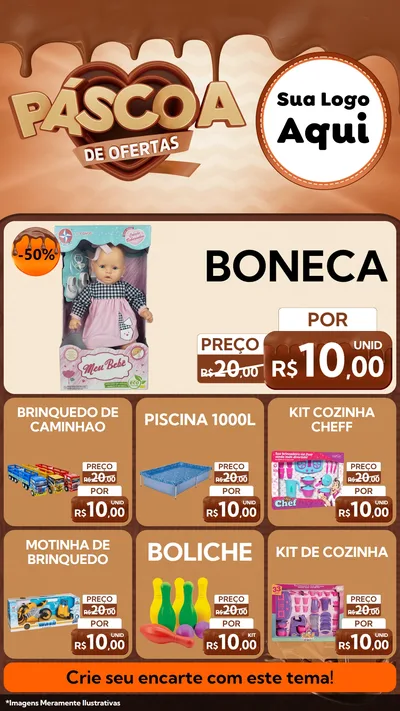 Modelo de Rede Social para Stories com o tema Páscoa de Ofertas para Brinquedos