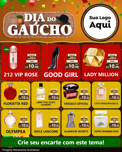 Modelo de Rede Social para Feed Instagram com o tema Dia do Gaúcho para Perfumes