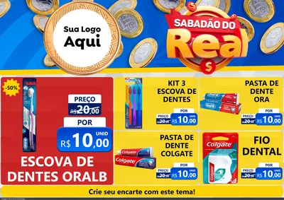 Modelo de Encarte para Encarte A4 Horizontal com o tema Sabadão do Real para Higiene Pessoal