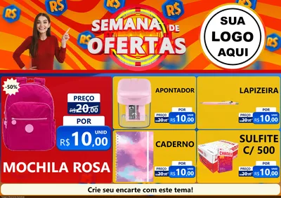 Modelo de Encarte para Encarte A4 Horizontal com o tema Semana de Ofertas para Papelaria