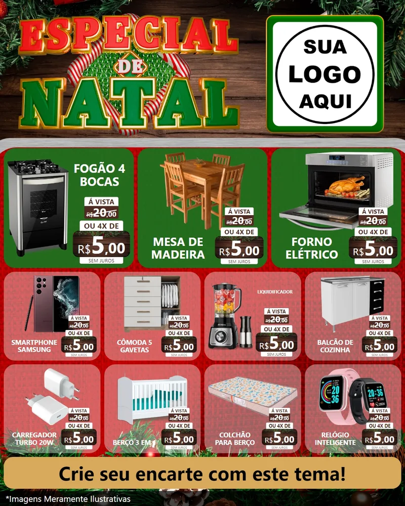Modelo de Rede Social para Feed Instagram com o tema Especial de Natal para Móveis e Eletro