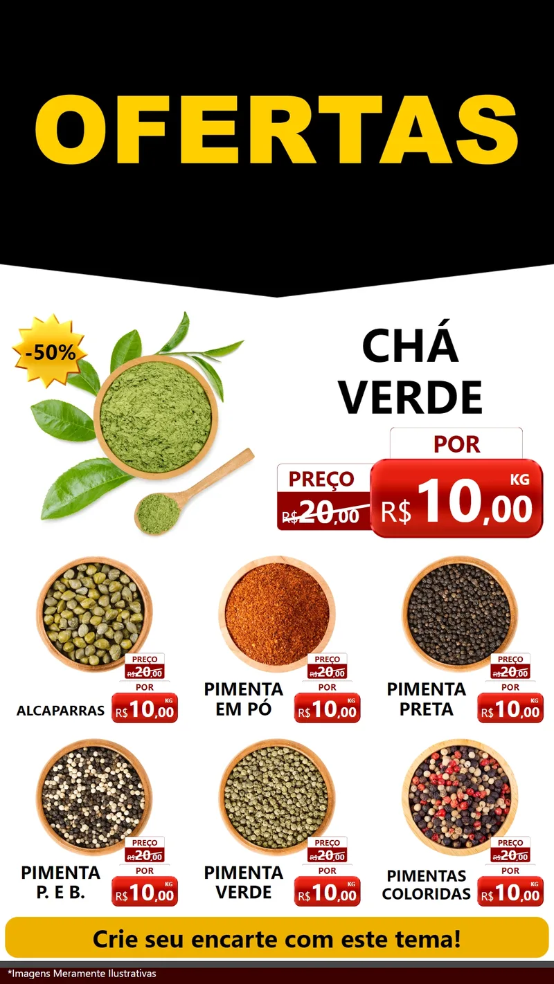 Modelo de Rede Social para Stories com o tema Ofertas Preto e Vermelho Cartaz para Produtos Naturais