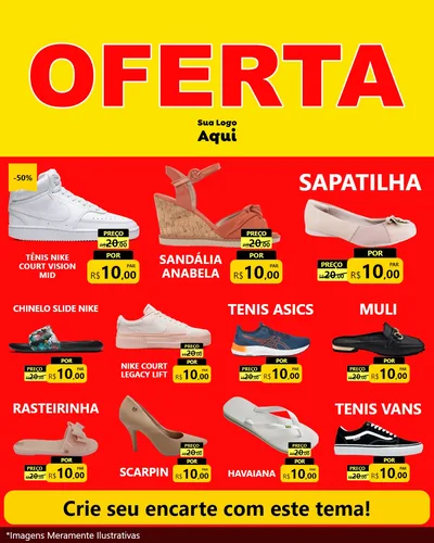Modelo de Rede Social para Feed Instagram com o tema OFERTA - Vermelho Cartaz para Calçados