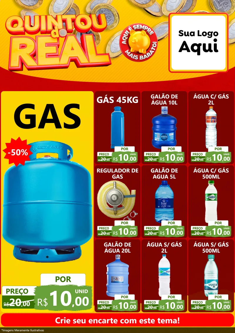 Modelo de Encarte para Encarte A4 Vertical com o tema Quintou do Real para Água e gás
