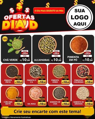Modelo de Rede Social para Feed Instagram com o tema Ofertas Dia D para Produtos Naturais