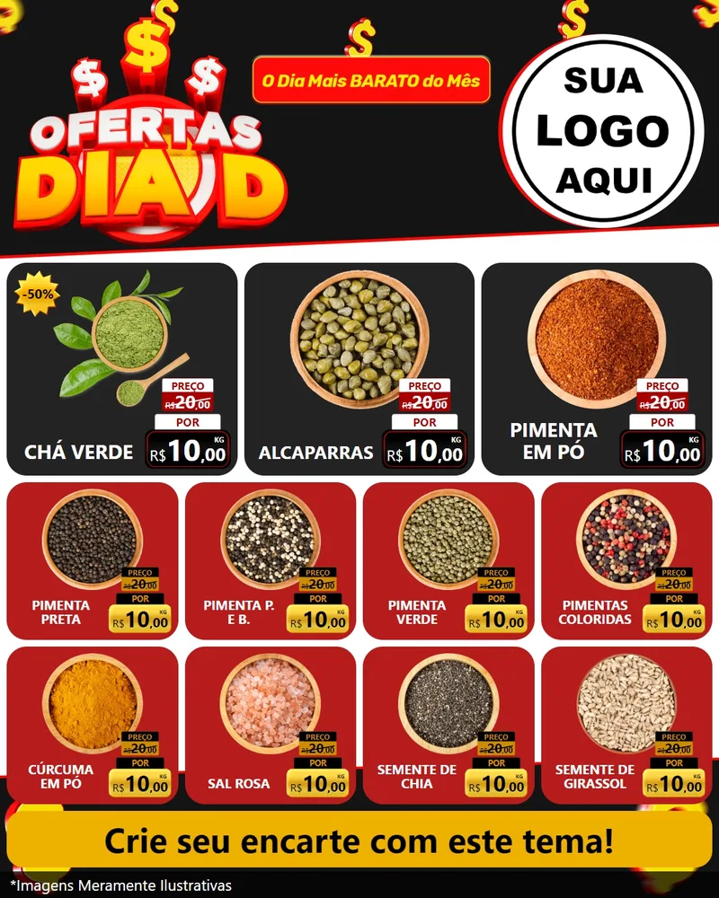 Modelo de Rede Social para Feed Instagram com o tema Ofertas Dia D para Produtos Naturais