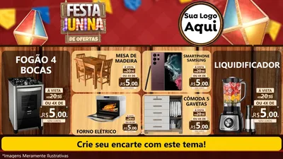 Modelo de TV para TV Horizontal com o tema Festa Junina de Ofertas para Móveis e Eletro