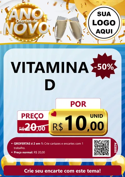 Modelo de Cartaz para Cartaz A4 Vertical com o tema Ofertas de Ano Novo para Farmácia
