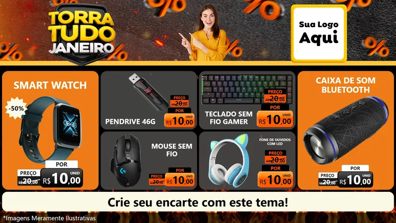 Modelo de TV para TV Horizontal com o tema Torra Tudo Janeiro para Informática