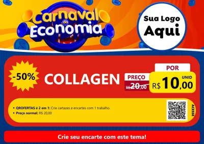 Modelo de Cartaz para Cartaz A4 Horizontal com o tema Carnaval da Economia para Suplementos alimentares