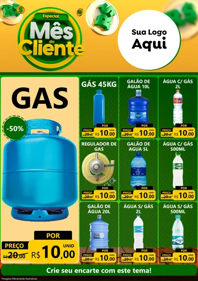 Modelo de Encarte para Encarte A4 Vertical com o tema Especial Mês do Cliente para Água e gás