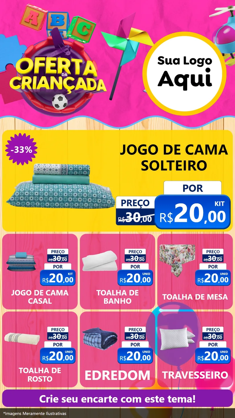 Modelo de Rede Social para Stories com o tema Oferta da Criançada para Cama, Mesa e Banho