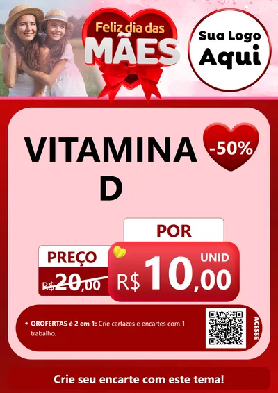 Modelo de Cartaz para Cartaz A4 Vertical com o tema Feliz Dia Das Mães para Farmácia