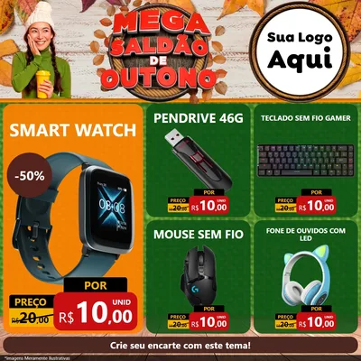 Modelo de Rede Social para Feed Facebook com o tema Mega Saldão de Outono para Informática