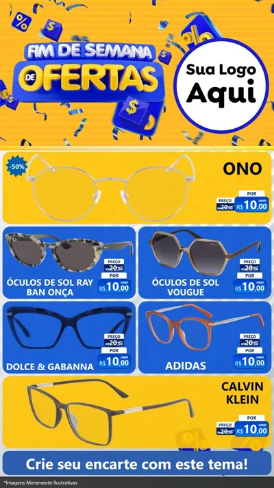 Modelo de TV para TV Vertical com o tema Fim de Semana de Ofertas para Óticas