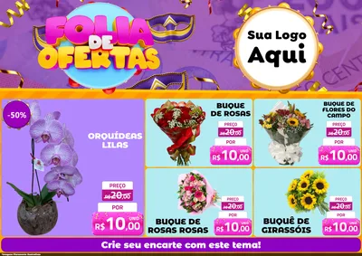 Modelo de Encarte para Encarte A4 Horizontal com o tema Folia de Ofertas para Floricultura e jardim