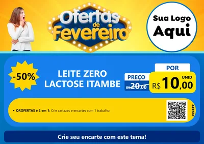 Modelo de Cartaz para Cartaz A4 Horizontal com o tema Ofertas de Fevereiro para Frios e Laticínios