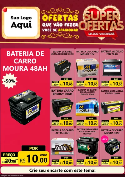 Modelo de Encarte para Encarte A4 Vertical com o tema Dia dos Namorados para Baterias Elétricas