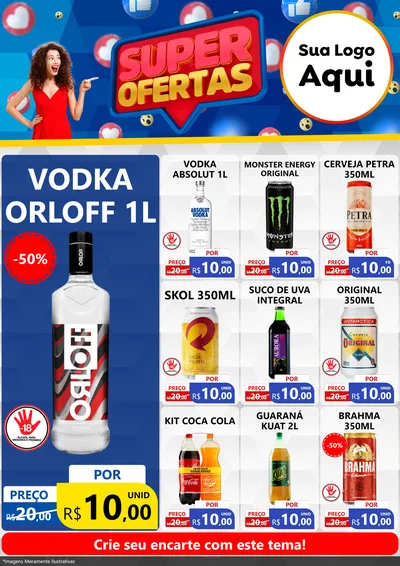 Modelo de Encarte para Encarte A4 Vertical com o tema Super Ofertas para Distribuidora de bebidas