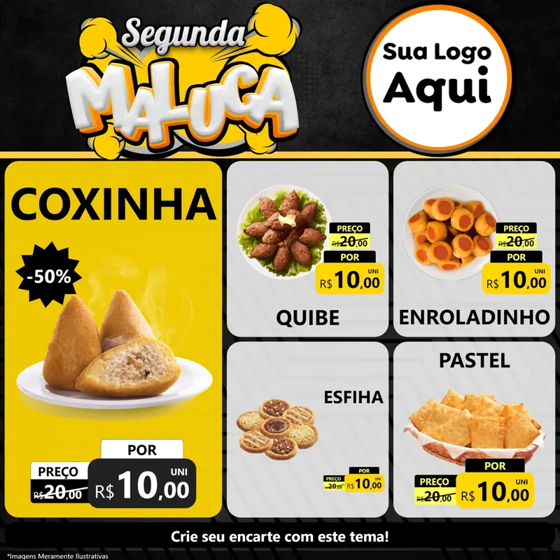 Modelo de Rede Social para Feed Facebook com o tema Segunda Maluca para Salgadaria