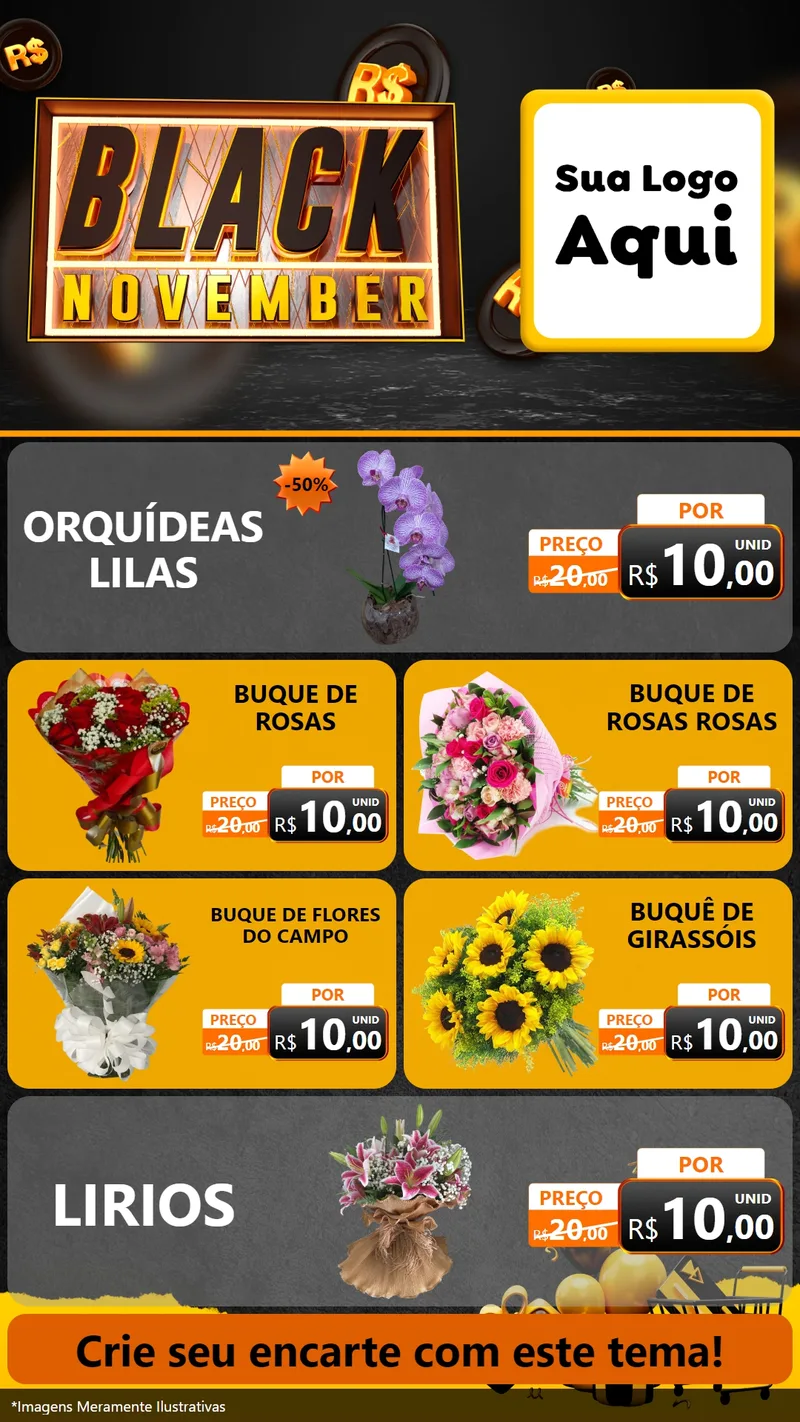 Modelo de TV para TV Vertical com o tema Black November para Floricultura e jardim