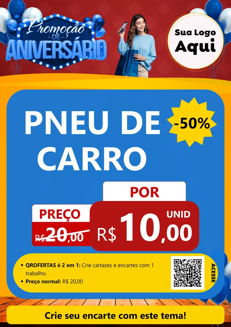 Modelo de Cartaz para Cartaz A4 Vertical com o tema Promoção de Aniversário para Auto peças