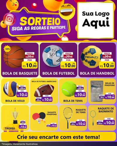 Modelo de Rede Social para Feed Instagram com o tema Sorteio para Artigos Esportivos