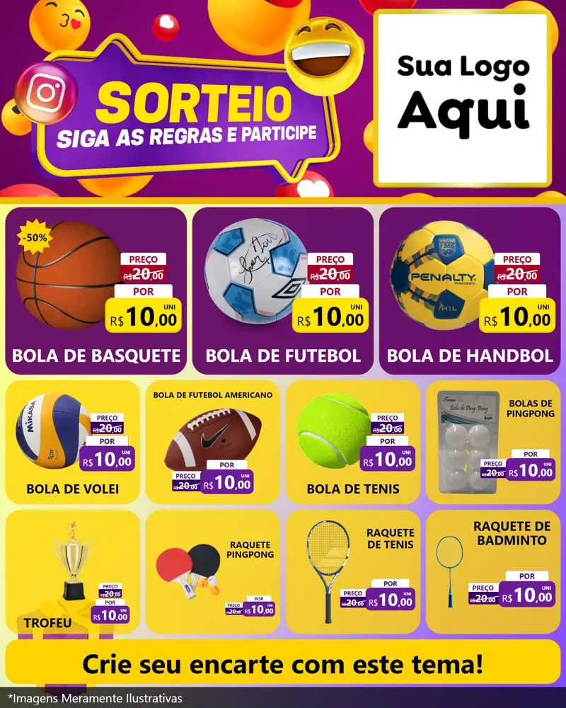 Modelo de Rede Social para Feed Instagram com o tema Sorteio para Artigos Esportivos