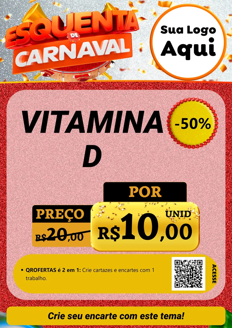 Modelo de Cartaz para Cartaz A4 Vertical com o tema Esquenta de Carnaval para Farmácia