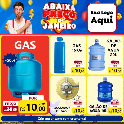 Modelo de Rede Social para Feed Facebook com o tema Abaixa Preço em Janeiro para Água e gás