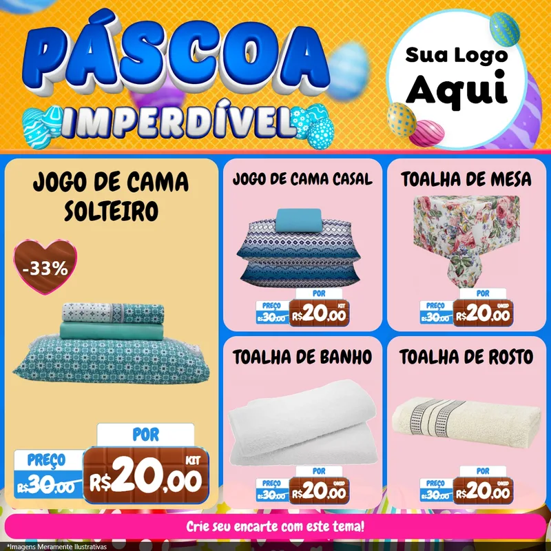Modelo de Rede Social para Feed Facebook com o tema Páscoa Imperdível para Cama, Mesa e Banho