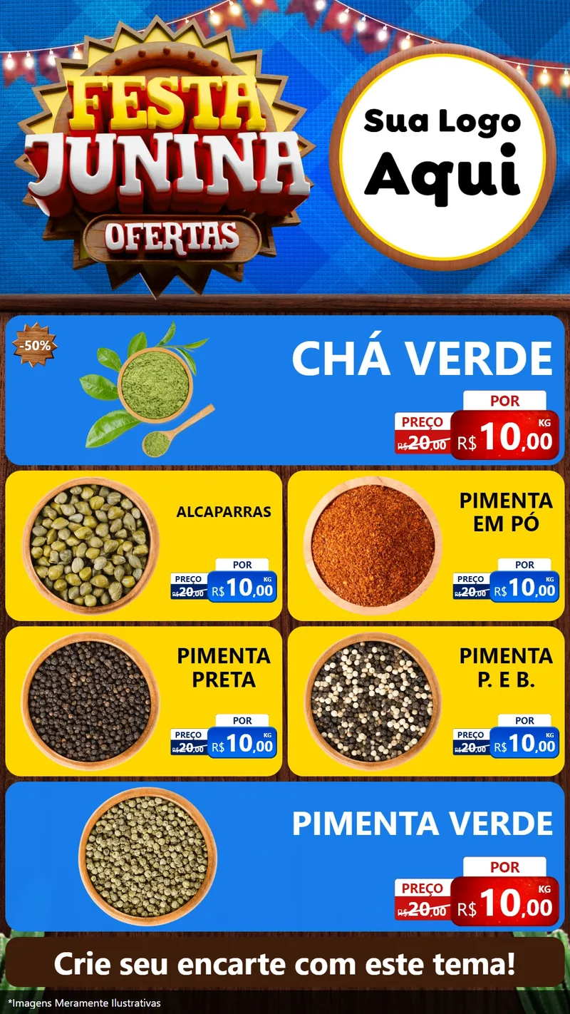 Modelo de TV para TV Vertical com o tema Festa Junina Ofertas para Produtos Naturais