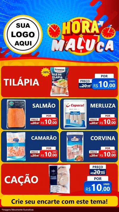 Modelo de TV para TV Vertical com o tema Hora Maluca para Peixaria