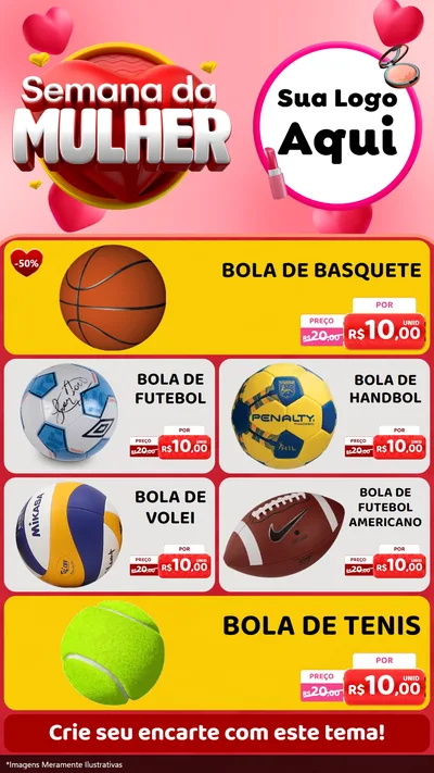 Modelo de TV para TV Vertical com o tema Semana da Mulher para Artigos Esportivos