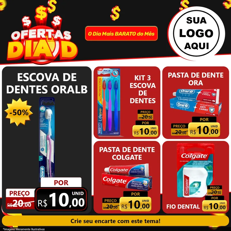 Modelo de Rede Social para Feed Facebook com o tema Ofertas Dia D para Higiene Pessoal