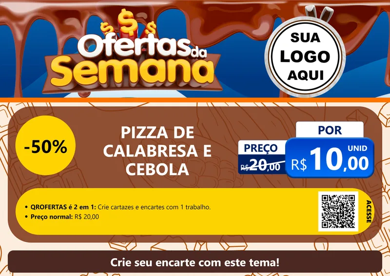 Modelo de Cartaz para Cartaz A4 Horizontal com o tema Ofertas da Semana - Páscoa para Pizzaria