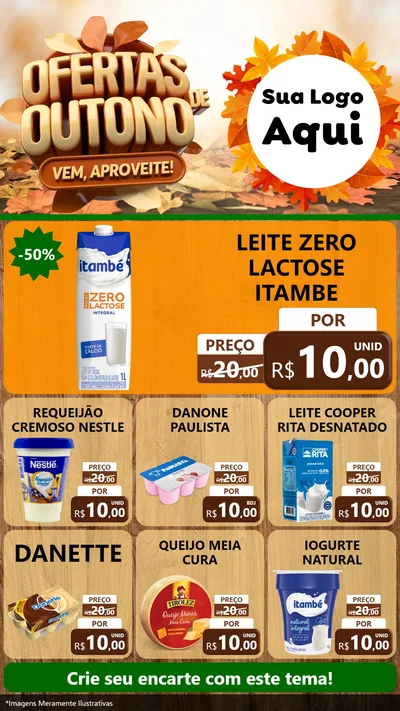 Modelo de Rede Social para Stories com o tema Ofertas de Outono - Vem, Aproveite! para Frios e Laticínios