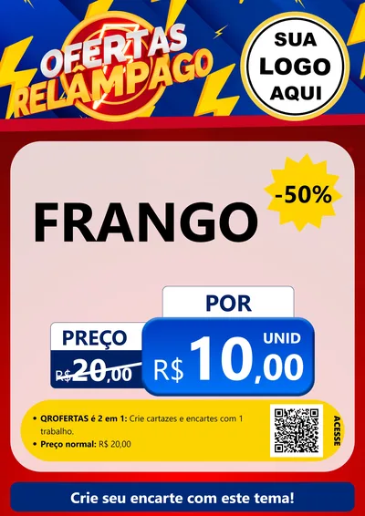 Modelo de Cartaz para Cartaz A4 Vertical com o tema Ofertas Relâmpago para Assados